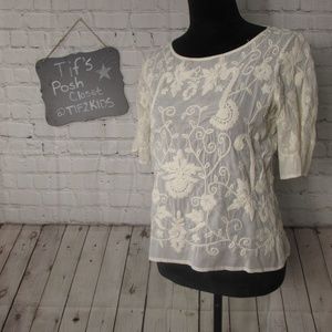 Zara Embroidered Top Sz Med E29